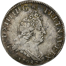 França, Louis XIV, 5 Sols, 1/16 ECU, 5 Sols aux insignes, 1703, Paris, Prata