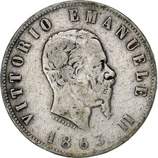 Italien, Vittorio Emanuele II, 2 Lire, 1863, Naples, Silber, S, KM:6a.1