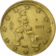 Italy, 20 Euro Cent, error off center strike, 2002, Rome, Brass, EF(40-45)