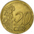 Italy, 20 Euro Cent, error off center strike, 2002, Rome, Brass, EF(40-45)