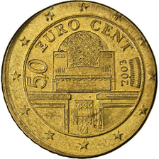 Austria, 50 Euro Cent, planchet error struck on 20 cent, 2003, Vienna, Brass