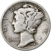 États-Unis, Dime, Mercury Dime, 1942, Philadelphie, Argent, B+, KM:140