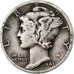 Estados Unidos, Dime, Mercury Dime, 1943, Denver, Plata, BC+, KM:140