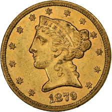 Verenigde Staten, $5, Half Eagle, Coronet Head, 1879, San Francisco, Goud, ZF+