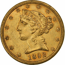 Vereinigte Staaten, $5, Half Eagle, Coronet Head, 1892, San Francisco, Gold, S