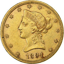 Estados Unidos da América, $10, Eagle, Coronet Head, 1891, Philadelphia