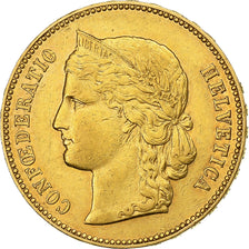 Switzerland, 20 Francs, 1893, Bern, Gold, AU(50-53), KM:31.3