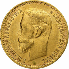 Russia, Nicholas II, 5 Roubles, 1900, St. Petersburg, Gold, AU(50-53), KM:62