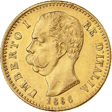 Italy, Umberto I, 20 Lire, 1886, Rome, Gold, AU(50-53), KM:21