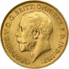 Grã-Bretanha, George V, 1/2 Sovereign, 1914, London, Dourado, MS(63), KM:819