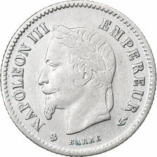 France, Napoleon III, 20 Centimes, Napoléon III, 1867, Strasbourg, Silver