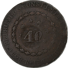 Brazilië, Pedro I, 40 Reis, 1828, Rio de Janeiro, Koper, FR, KM:363.1