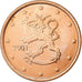 Finlande, 5 Euro Cent, 2001, SPL, Copper Plated Steel, KM:100