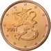 Finland, Euro Cent, 2001, Vantaa, Copper Plated Steel, MS(63)