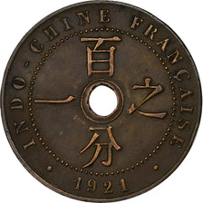 FRENCH INDO-CHINA, Cent, 1921, Paris, Bronze, AU(50-53), Lecompte:82, KM:12.1