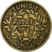 Tunisia, Anonymous, 2 Francs, 1921/AH1340, Paris, Alluminio-bronzo, BB, KM:248