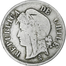 Chile, 2 Centavos, 1876, Santiago, Copper-nickel, VF(20-25), KM:147