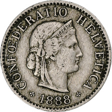 Suiza, 5 Rappen, Libertas, 1888, Bern, Plata, MBC, KM:26