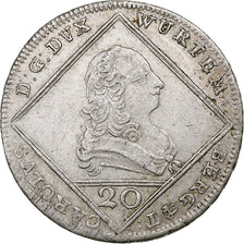 Alemania, WURTTEMBERG, Karl Eugen, 20 Kreuzer, 1769, Stuttgart, Plata, MBC+