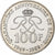 Monaco, Rainier III, 100 Francs, 50e anniversaire de règne, 1999, Srebro