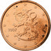 Finland, 5 Euro Cent, 2007, Vantaa, Copper Plated Steel, PR+, KM:100