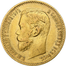 Russia, Nicholas II, 5 Roubles, 1898, Saint Petersburg, Gold, AU(50-53)