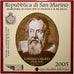 San Marino, 2 Euro, Galileo Galilei, Coin card.FDC, 2005, Rome, Bimetaliczny