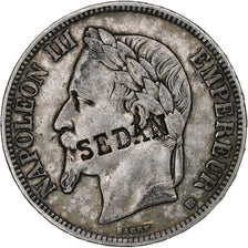 Francia, Napoleon III, 5 Francs, 1869, Strasbourg, Contremarque SEDAN, Plata