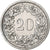 Svizzera, 20 Rappen, Libertas, 1891, Bern, Nichel, BB