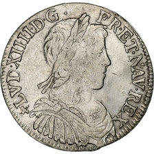 France, Louis XIV, 1/2 Écu à la mèche longue, 1654, Rennes, Argent, TB+