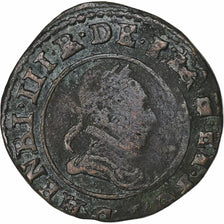 Frankreich, Henri III, Double Tournois, 1589, Saint-Lô, Kupfer, S, CGKL:118