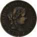 Spain, Isabel II, 5 Centimos, 1868, Barcelona, Bronze, EF(40-45), KM:635.1