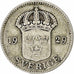 Zweden, Gustaf V, 25 Öre, 1929, Zilver, FR+, KM:785