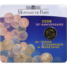 França, 2 Euro, 10 Years of EMU, Coin card, 2009, MDP, Bimetálico, MS(65-70)