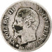 Francia, Napoleon III, 20 Centimes, 1860, Strasbourg, Plata, BC+