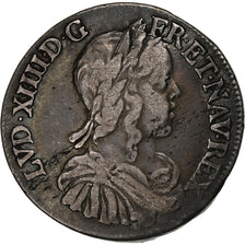 Frankrijk, Louis XIV, 1/2 Écu à la mèche longue, 1652, Poitiers, Zilver, FR+