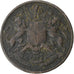 INDIA BRITÁNICA, William IV, 1/2 Anna, 1835, Cobre, BC+, KM:445