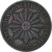 Uruguay, 5 Centesimos, 1857, Lyon, Copper, EF(40-45), KM:8