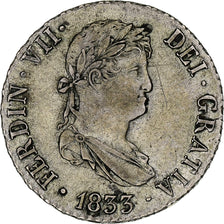 Spanje, Ferdinand VII, 2 Reales, 1833, Madrid, Zilver, ZF