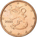 Finland, Euro Cent, 2000, Vantaa, Copper Plated Steel, MS(63), KM:98