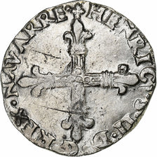 França, Henri III (Henri II de Béarn), 1/4 Ecu, 1584, Saint-Palais, Prata