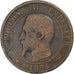 Francia, Napoleon III, 10 Centimes, 1854, Lille, Bronzo, MB, Gadoury:248