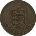 Guernsey, 2 Doubles, 1914, Heaton, Bronze Plated Copper, S+, KM:12