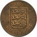 Guernsey, Double, 1911, Heaton, Bronze Plated Copper, SS+, KM:11