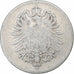 Allemagne, Wilhelm I, Mark, 1874, Karlsruhe, Argent, B+, KM:14