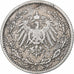 Alemanha, Wilhelm II, 1/2 Mark, 1905, Hamburg, Prata, VF(30-35)