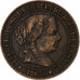 Espanha, Isabel II, 2-1/2 Centimos, 1867, Madrid, Bronze, VF(30-35), KM:634