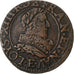 Francja, Louis XIII, Double Tournois, 1632, Tours, Miedź, VF(20-25), Gadoury:9a