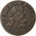 France, Louis XIII, Double Tournois, 1629, Paris, Copper, VF(20-25)