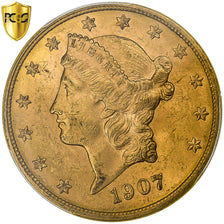 Verenigde Staten, 20 Dollars, Double Eagle, 1907, Denver, Goud, PCGS, MS63